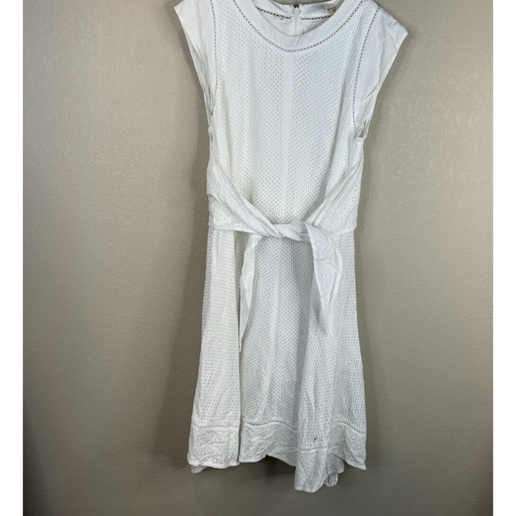 Rebecca Taylor Women's Netted‎ Eyelet Tie-Waist Cap Sleeve Dress Size 4 - Picture 1 of 13